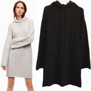 ARITZIA WILFRED FREE Black Knit Sissi Alpaca & Wool Blend Fuzzy Sweater Hoodie D